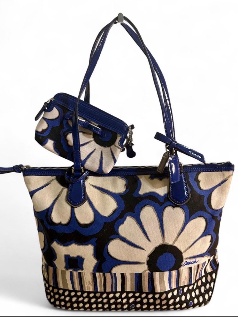 Coach Poppy Floral Scribble Tote with Matching Wristlet 25124 2013